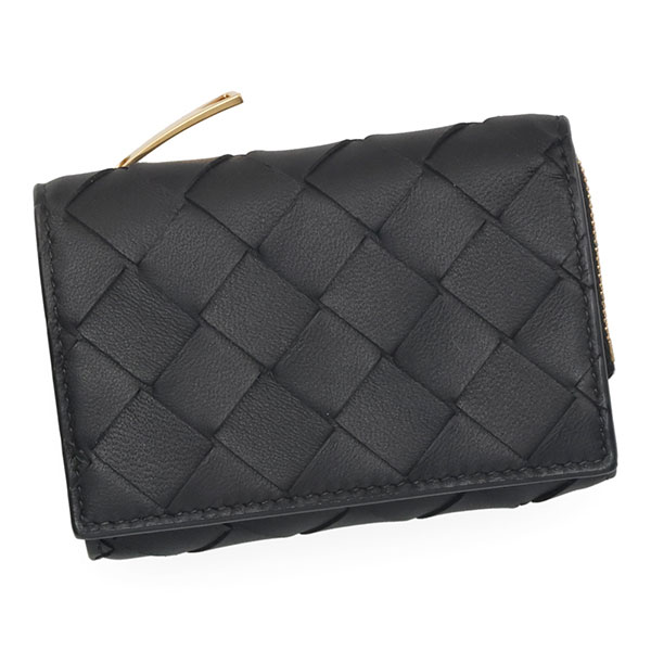ボッテガヴェネタ 財布 BOTTEGA VENETA イントレチャート 三つ折りファスナーウォレット 690568 V3UH2 8425 ブラック 三つ折り財布 ミニ財布
