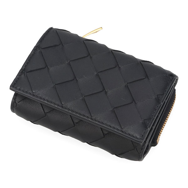 ボッテガヴェネタ 財布 BOTTEGA VENETA イントレチャート 三つ折りファスナーウォレット 690568 V3UH2 8425 ブラック 三つ折り財布 ミニ財布_1