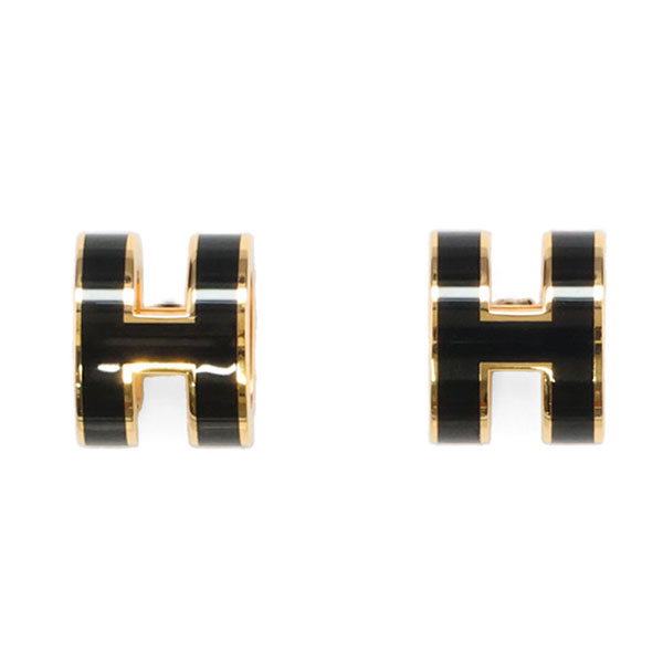エルメス ポップアッシュ ミニ ピアス HERMES ブラック ゴールド 608002 POP H ポップH
