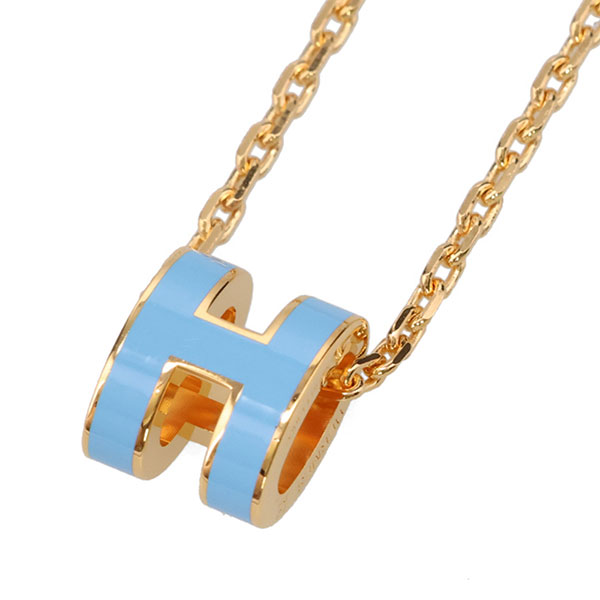 エルメス ポップアッシュ ネックレスミニ HERMES ブルーオラージュ ゴールド 147992 POP H ポップH