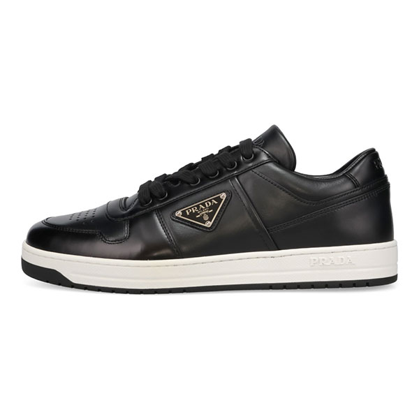 プラダ スニーカー メンズ PRADA ダウンタウン レザースニーカー 2EE364 3LJ6 F0632 ブラック サイズ8.0 27.0cm相当 靴 シューズ_1