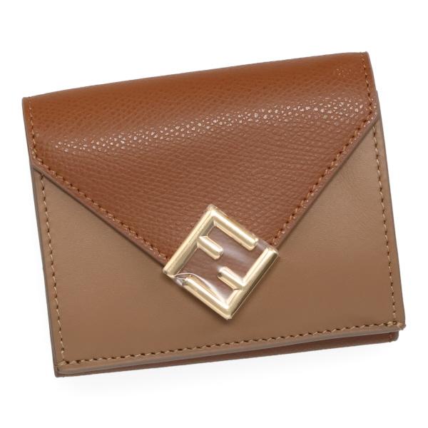 フェンディ 財布 レディース FENDI FFダイヤモンド財布 8M0480 ALV4 F1URW ライトブラウン+タン 三つ折り財布 ミニ財布