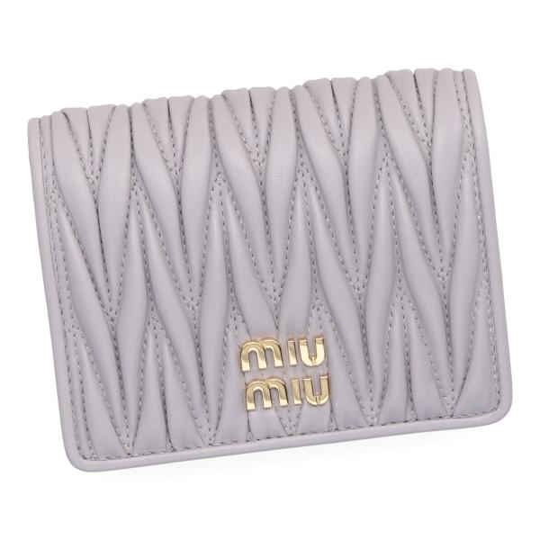 ミュウミュウ 財布 レディース MIUMIU マテラッセレザー折り財布 5MV204 AFPP F0230 GLICINE ウィステリアパープル 二つ折り財布