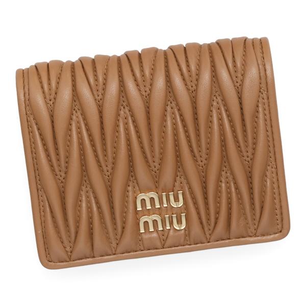 ミュウミュウ 財布 レディース MIUMIU マテラッセレザー折り財布 5MV204 AFPP F098L CARAMEL キャラメル 二つ折り財布