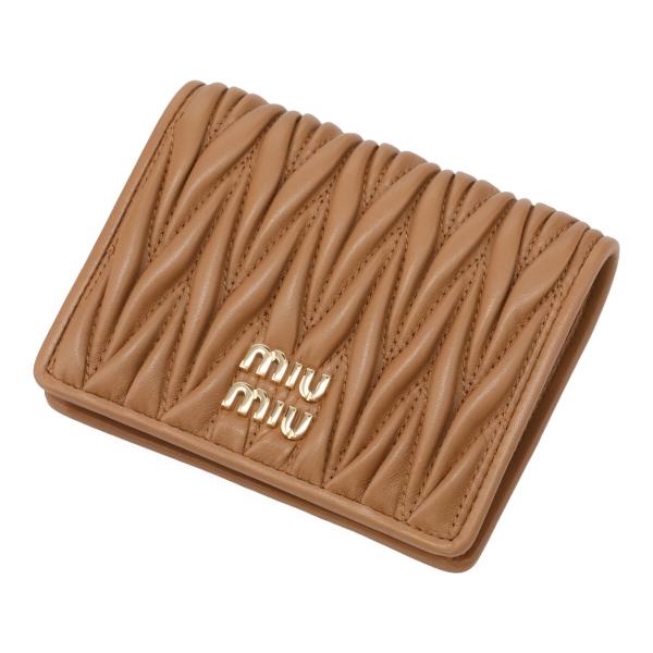 ミュウミュウ 財布 レディース MIUMIU マテラッセレザー折り財布 5MV204 AFPP F098L CARAMEL キャラメル 二つ折り財布_1