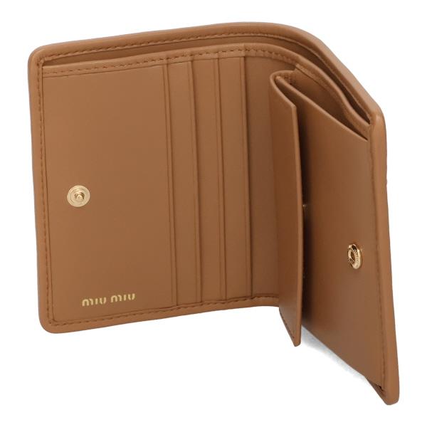 ミュウミュウ 財布 レディース MIUMIU マテラッセレザー折り財布 5MV204 AFPP F098L CARAMEL キャラメル 二つ折り財布_4