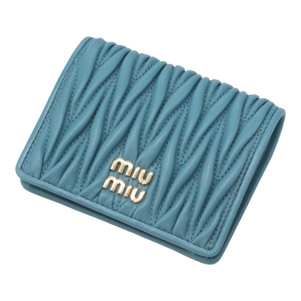 ミュウミュウ 財布 レディース MIUMIU マテラッセレザー折り財布 5MV204 AFPP F0F16 MARINE マリンブルー 二つ折り財布_1