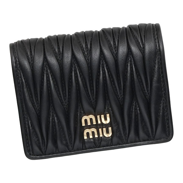 ミュウミュウ 財布 レディース MIUMIU マテラッセレザー折り財布 5MV204 AFPP F0002 NERO ブラック 二つ折り財布