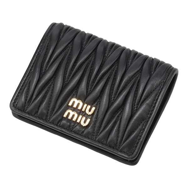 ミュウミュウ 財布 レディース MIUMIU マテラッセレザー折り財布 5MV204 AFPP F0002 NERO ブラック 二つ折り財布_1