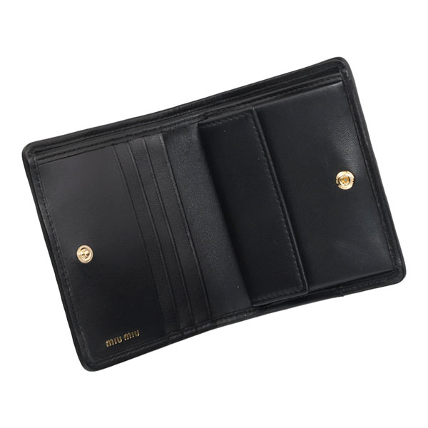 ミュウミュウ 財布 レディース MIUMIU マテラッセレザー折り財布 5MV204 AFPP F0002 NERO ブラック 二つ折り財布_3