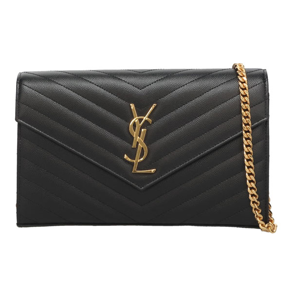 サンローラン バッグ レディース SAINT LAURENT カサンドラ クラシック チェーンウォレット 377828 BOW01 1000 ブラック ゴールド金具 ショルダーバッグ