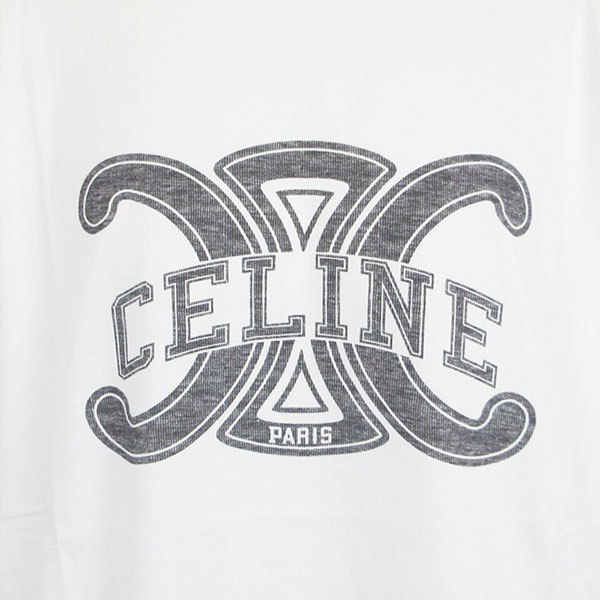 セリーヌ Tシャツ メンズ CELINE ルーズTシャツ コットンジャージー RX0BO671Q 01OB オフホワイト ブラック Lサイズ_2