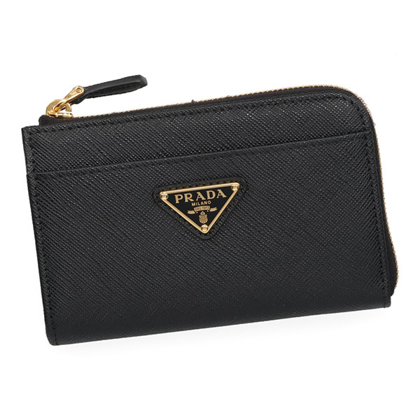 プラダ 財布 レディース PRADA サフィアーノレザートライアングル キーチェーン 1PP122 QHH F0002 NERO ブラック 小銭入れ キーケース