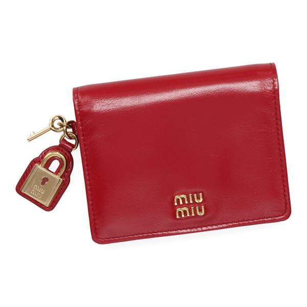 ミュウミュウ 財布 レディース MIUMIU レザー財布 5MV204 2IGA F0041 RUBINO ルビーレッド 二つ折り財布