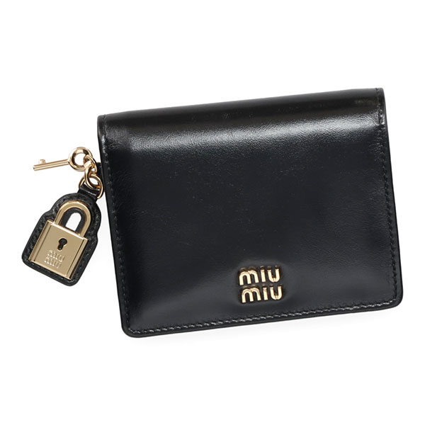 ミュウミュウ 財布 レディース MIUMIU レザー財布 5MV204 2IGA F0002 NERO ブラック 二つ折り財布