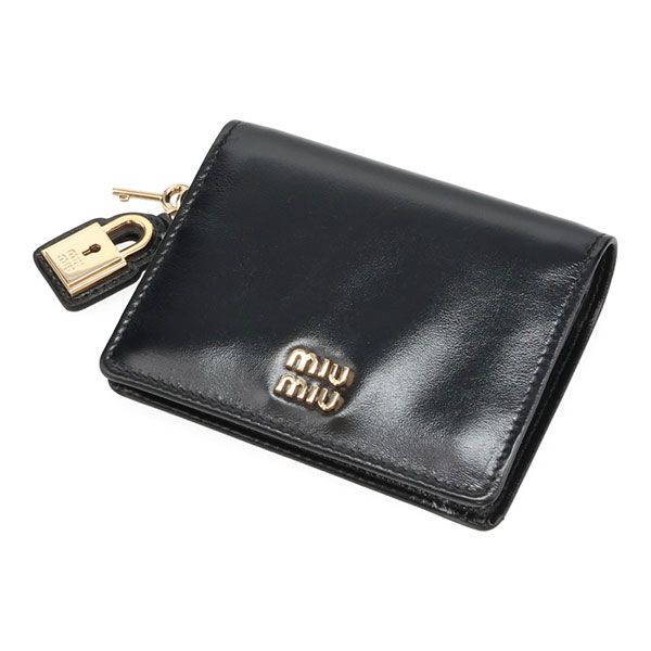 ミュウミュウ 財布 レディース MIUMIU レザー財布 5MV204 2IGA F0002 NERO ブラック 二つ折り財布_1