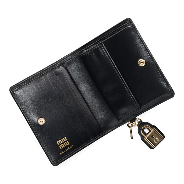 ミュウミュウ 財布 レディース MIUMIU レザー財布 5MV204 2IGA F0002 NERO ブラック 二つ折り財布_3