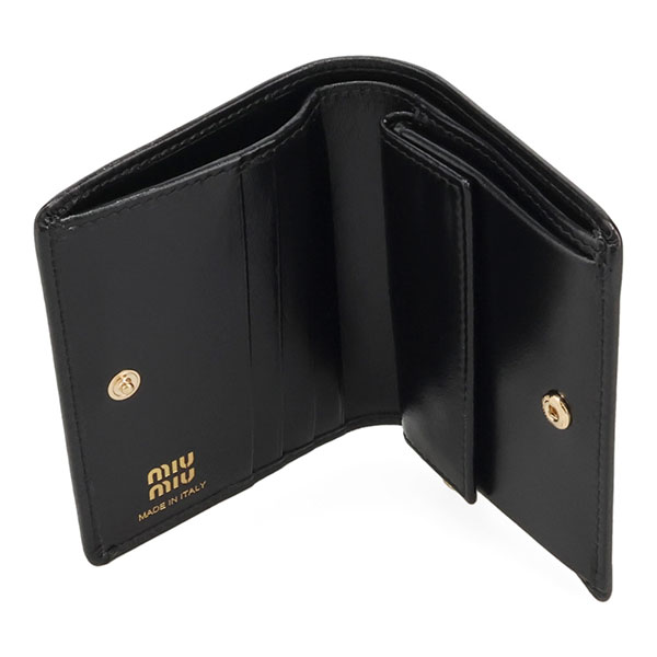 ミュウミュウ 財布 レディース MIUMIU レザー財布 5MV204 2IGA F0002 NERO ブラック 二つ折り財布_4