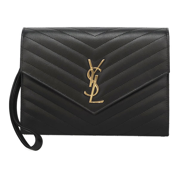 サンローラン バッグ レディース SAINT LAURENT クラッチ モノグラム 617662 BOW01 1000 ブラック ゴールド金具 クラッチバッグ ミニバッグ