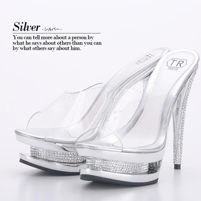 ドレス パーティードレス 結婚式 二次会 フォーマル用 キャバ ナイトワーク ステージ衣装 13.5センチヒール 厚底キラキラビジューサンダル ミュール ドレス パーティードレス 結婚式 二次会 フォーマル用 キャバ ナイト