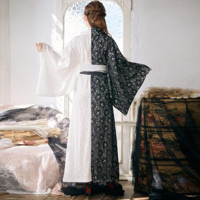 くすみグリーン 前開きロングワンピース 着物襟 くすみグリーン 前開き