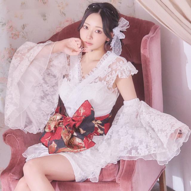 花魁 コスプレ ミニ ショート丈 仮装 コスプレ 和服 着物 花魁 ドレス 記者会見 入場 接待 芸能人 衣装 着物 コスプレ 花柄レース 着物ミニドレスの通販は