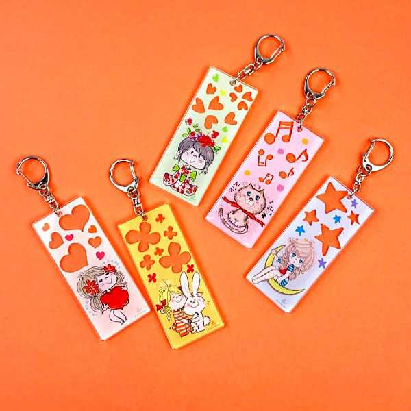 水森亜土 アクリルキーホルダー スクエア ブギウギキャット 亜土