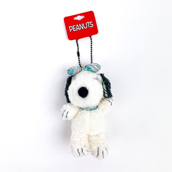 スヌーピー ベル ミントストライプ マスコット キーホルダー