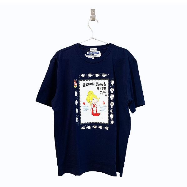 水森亜土 キャプテンサンタ コラボ Tシャツ ネイビー Lサイズ アパレル サマーの通販は