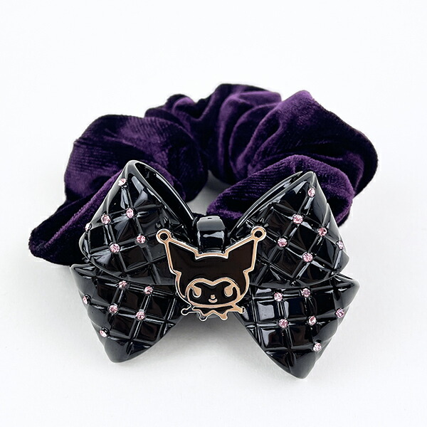 サンリオ クロミ KUROMI "BLACK＆CHECK" ベロアシュシュ パープル ヘアゴム ヘアアクセサリー ギフトの通販は 8,580円