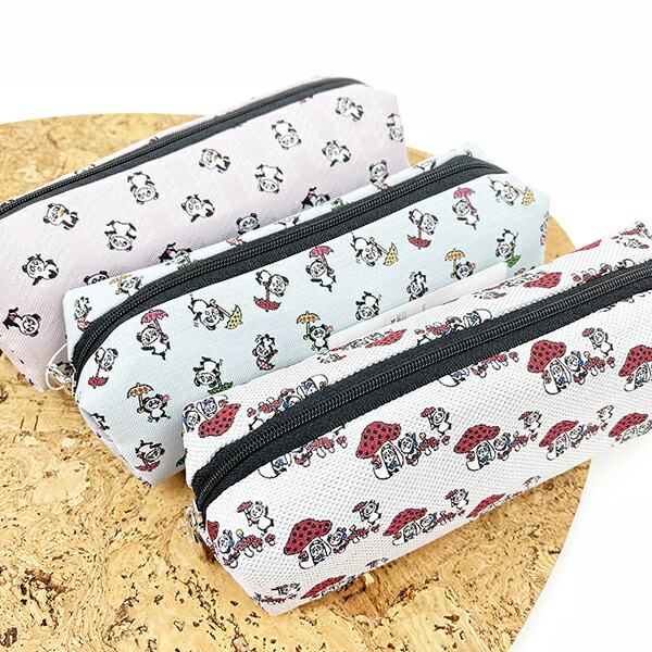 内藤ルネ ポップ 丸ペンポーチ ブルー 筆箱 文具 レトロ 内藤ルネ ルネパンダ ペンケース (ブルー) 文具 日本製 パンダコパンダ