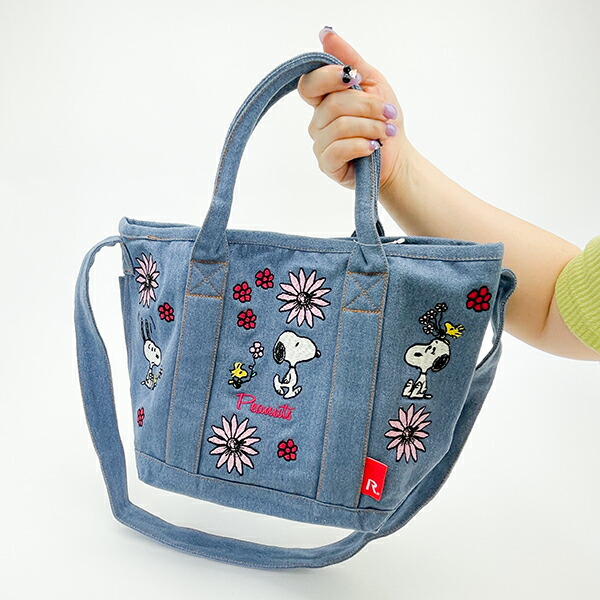 スヌーピー 刺繍ランチトートバッグ サックス ROOTOTE ルートート