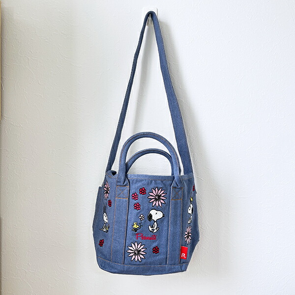 スヌーピー 刺繍ランチトートバッグ サックス ROOTOTE ルートート コラボ SNOOPY スヌーピー 刺繍ランチトートバッグ サックス ROOTOTE ルートート
