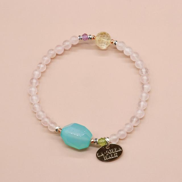 【Green Light Sunshine】ペリドット シーブルーカルセドニー ローズクォーツ シトリン ブレスレット | 天然石 おしゃれ パワーストーン ジュエリー 女性 誕生日の通販は