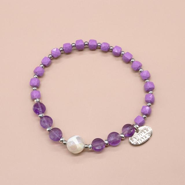 ブレスレット フォスフォシデライト パワーストーン 天然石 お守り 健康 癒し ポジティブ思考 メール便送料無料 Moon Lady Amethyst亀甲天珠 アメシスト フォスフォシデライト