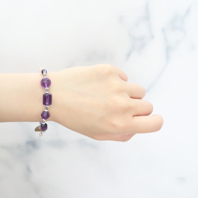【Moon Lady Amethyst】アメシスト リバーストーン ブレスレット | 天然石 おしゃれ パワーストーン ジュエリー 女性 誕生日_1