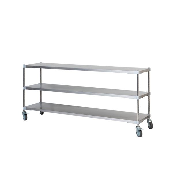 ステンレスシェルフワゴン60×90cm 3段キャスター700 取っ手付きWH ホワイト 組立式 ステンレスシェルフワゴン 60×90cm 3段 ブラック キャスター 700