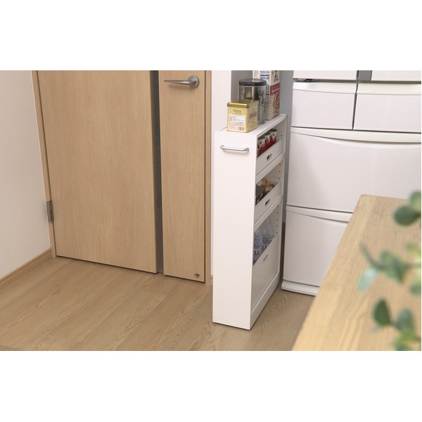 収納ワゴン 隙間収納 〔 ハイタイプ ホワイト 〕 木製 天然木 桐製 スッキリすき間ワゴン ストッカー 完成品の通販は 8,436円