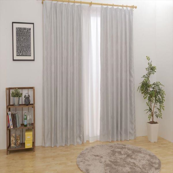 遮光 カーテン 約幅100cm×長さ178cm×2枚セット グレー 柄 3級遮光 洗える タッセル付き 形状記憶 遮光カーテンの通販は