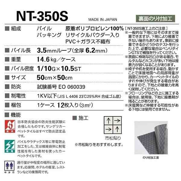 裏面のり付加工 耐候性・耐薬品性・静電性に優れたカーペットタイルNT