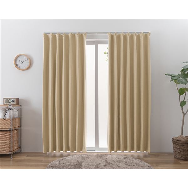 遮光カーテン ベージュ ２枚セット 巾-185cm ×丈-200cm１枚のサイズ 遮光カーテン ベージュ 2枚セット 巾-185cm ×丈-200cm1枚のサイズ