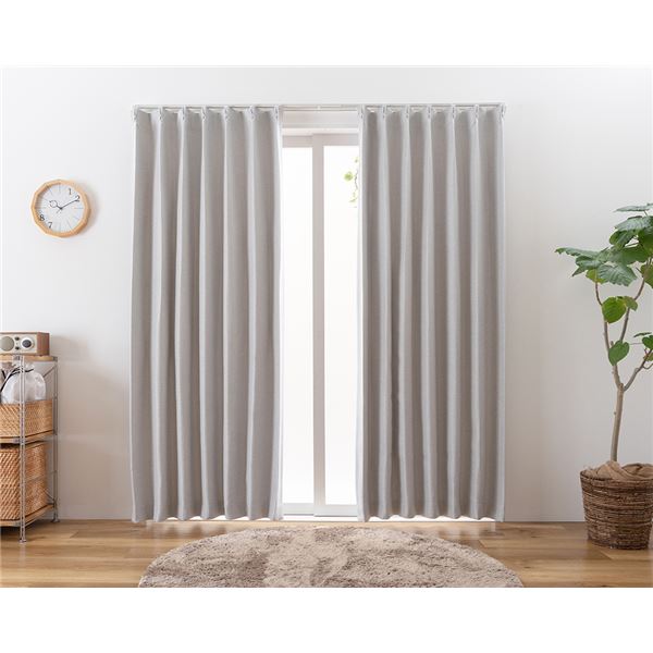 カーテン 幅200cm×丈205cm アイボリー 1枚入り 日本製 洗える 防炎 遮光 遮熱 断熱 形状記憶 アジャスターフック付き リビング 1級遮光 遮熱 遮音 ドレープカーテン⁄遮光カーテン 〔幅200cm×丈205cm