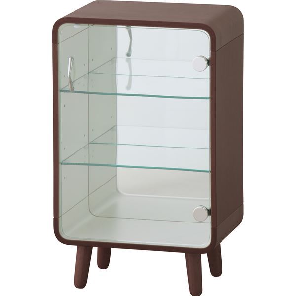 収納棚 コレクションケース 幅36cm S 3段 ブラウン 木製 飛散防止フィルム加工ミラー 強化ガラス コレクションシェルフの通販は 15,534円
