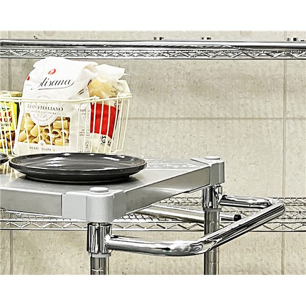 ステンレスシェルフワゴン46×76cm 3段キャスター700 取っ手付きSV シルバー 組立式 エントリーでP5倍◇ステンレスシェルフワゴン 幅60 46