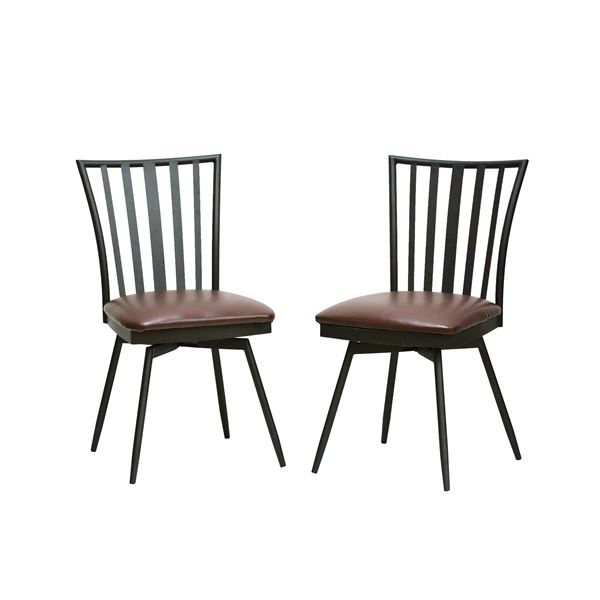 ダイニングチェア/座面回転式チェアー 【同色2脚セット ブラウン】 座面高さ：約45cm クラシックデザインの通販は 7,782円