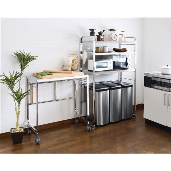 キッチン収納 約幅550?900mm 2段 カーボンブラック 日本製 ガルバリウム鋼板 伸縮仕様 キッチンペールラック LUGSJAPAN 組立品の通販は