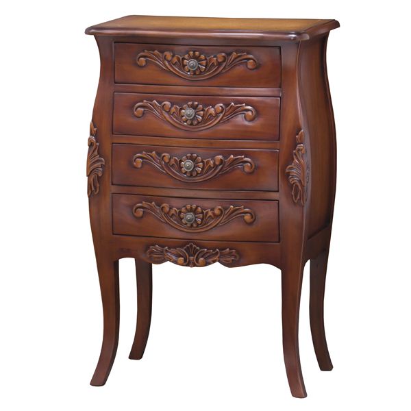 アンティーク調チェスト 【4段 ブラウン】 幅55cm 木製/マホガニー 引き出し付き 『コモ』 猫足 【完成品】の通販は 25,774円