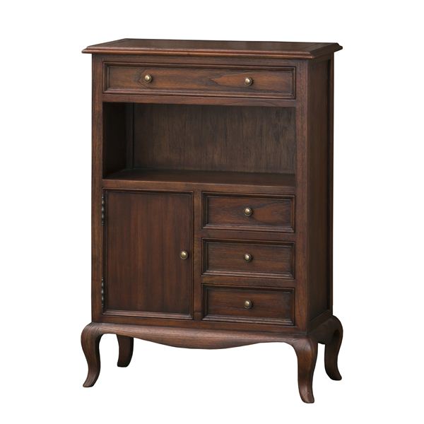 猫足電話台/FAX台 【幅61cm】 木製 扉/引き出し収納付き 『ウェール