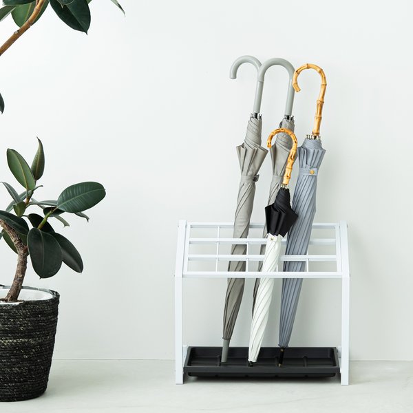 【5個セット】15マス傘立て（ホワイト/白） かさたて カサ立て 収納 オフィス アンブレラスタンド 店舗 業務用 大容量 軽量 玄関 アイアン エントランス NK-7220 組立品の通販は