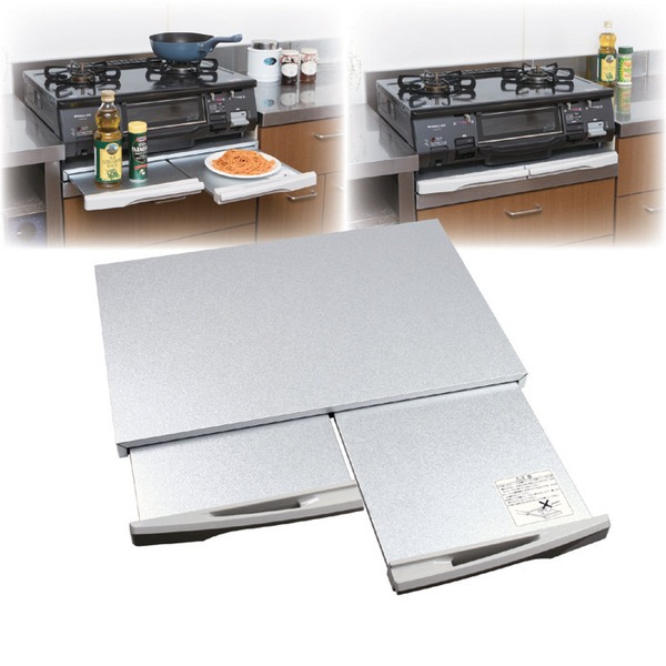 ガスレンジテーブル 補助テーブル 約59×44×3.5cm スライド式 テーブル左右2枚独立式 簡単設置 キッチン用品 台所用品の通販は 5,346円